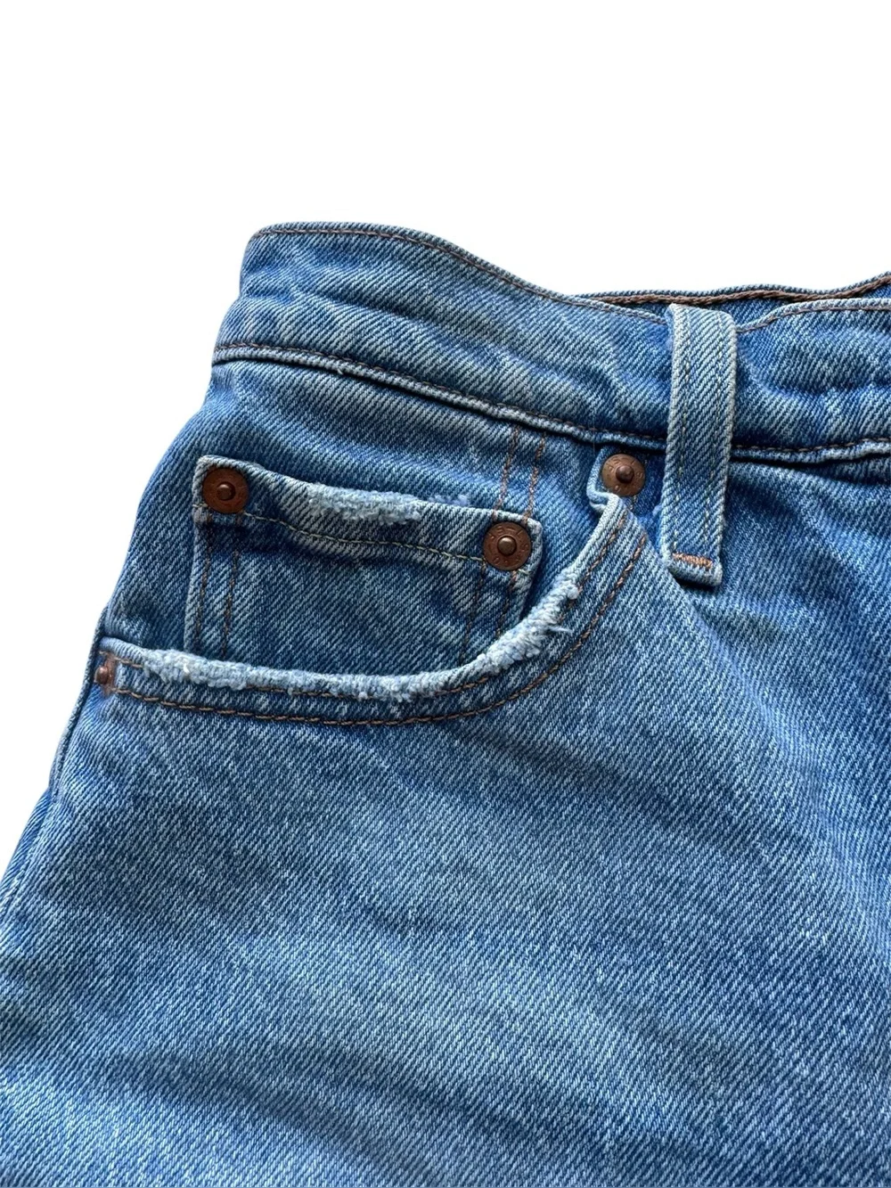 Women's Levis 501 Original High Rise Distressed Hem Cut Off Shorts - Picture 5 of 16